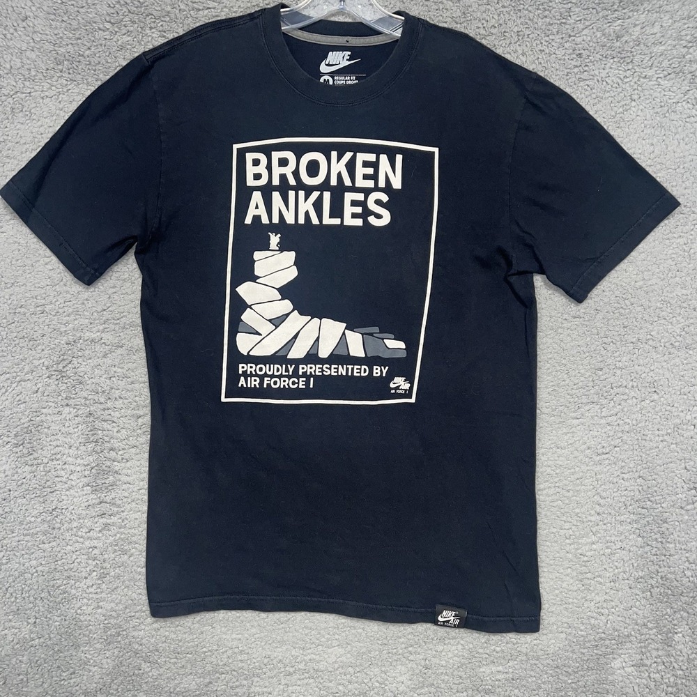 VTG Nike Air Force 1 T Shirt Men's Sz M Black Freestyle Broken Ankles Tee *Flaw*